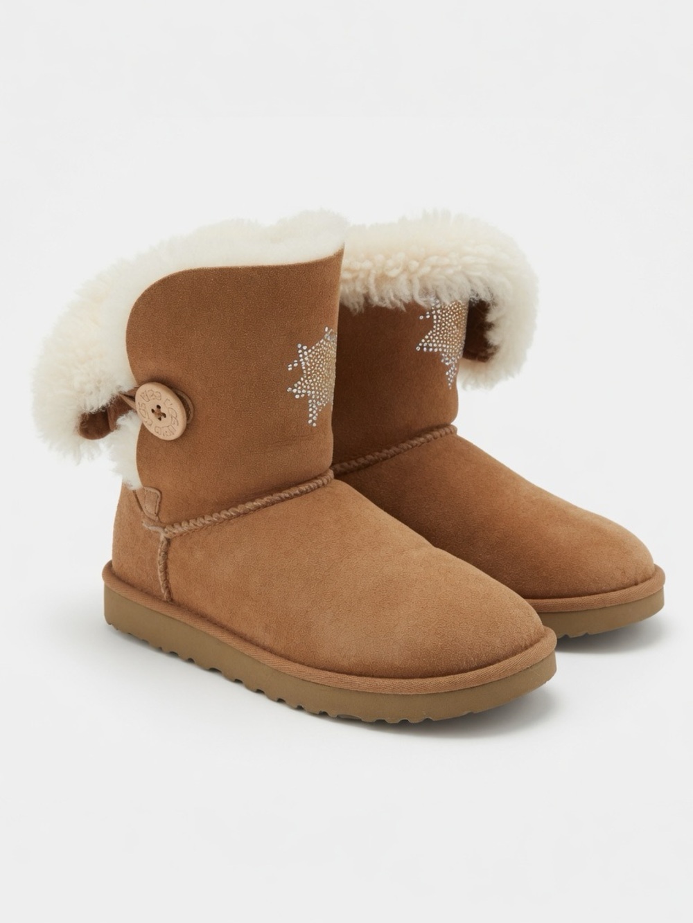 UGG Australia Bailey Button Bling Mini Boots Chestnut – Women’s Size 7